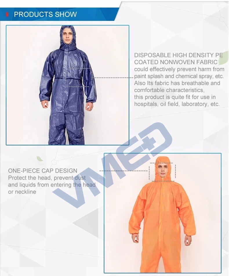 Disposable Non Woven Sterile Laminated Garment Hooded Coverall