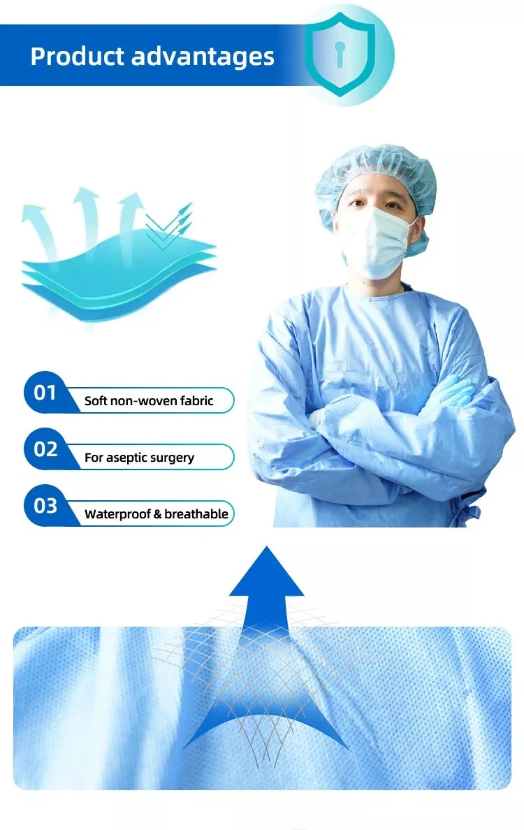 Wholesale Disposable Surgical Non-Woven Bibs, Medical Gown, Face Mask, Nitrile Glove, Isolation Gown Medical Supplies Surgical Gown for Hospital Medical Use