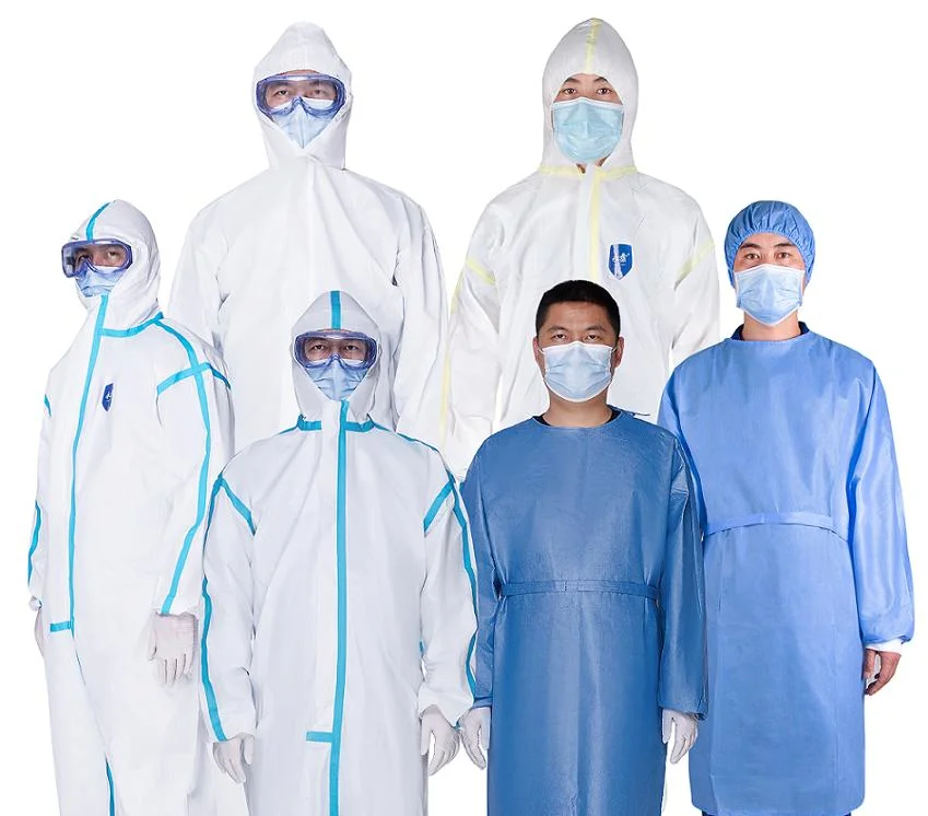 Factory Selling Sterile SMS Non Woven Disposable Protective Coverall Suit with Hood